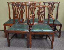 Five mahogany chairs with splat backs,