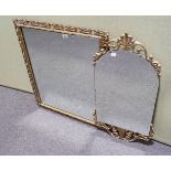 A gilt framed wall mirror and another