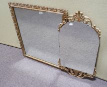 A gilt framed wall mirror and another