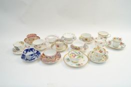Thirteen 19th century and later 'Harlequin' matched cups and saucers, to include Alcock,