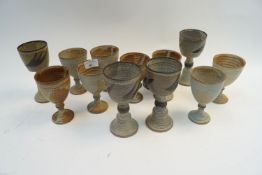 A group of Art pottery goblets