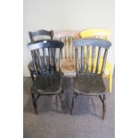 Four stick back style chairs,