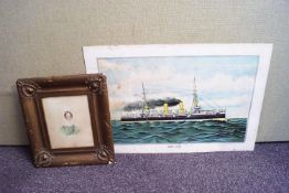 A Victorian watercolour portrait and a print of HMS Dido