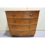 A Victorian mahogany bow fronted chest of drawers,