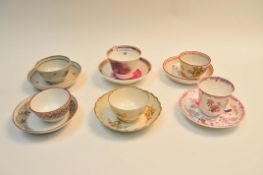 A collection of six 19th century cup and saucer sets, to include Burslem,