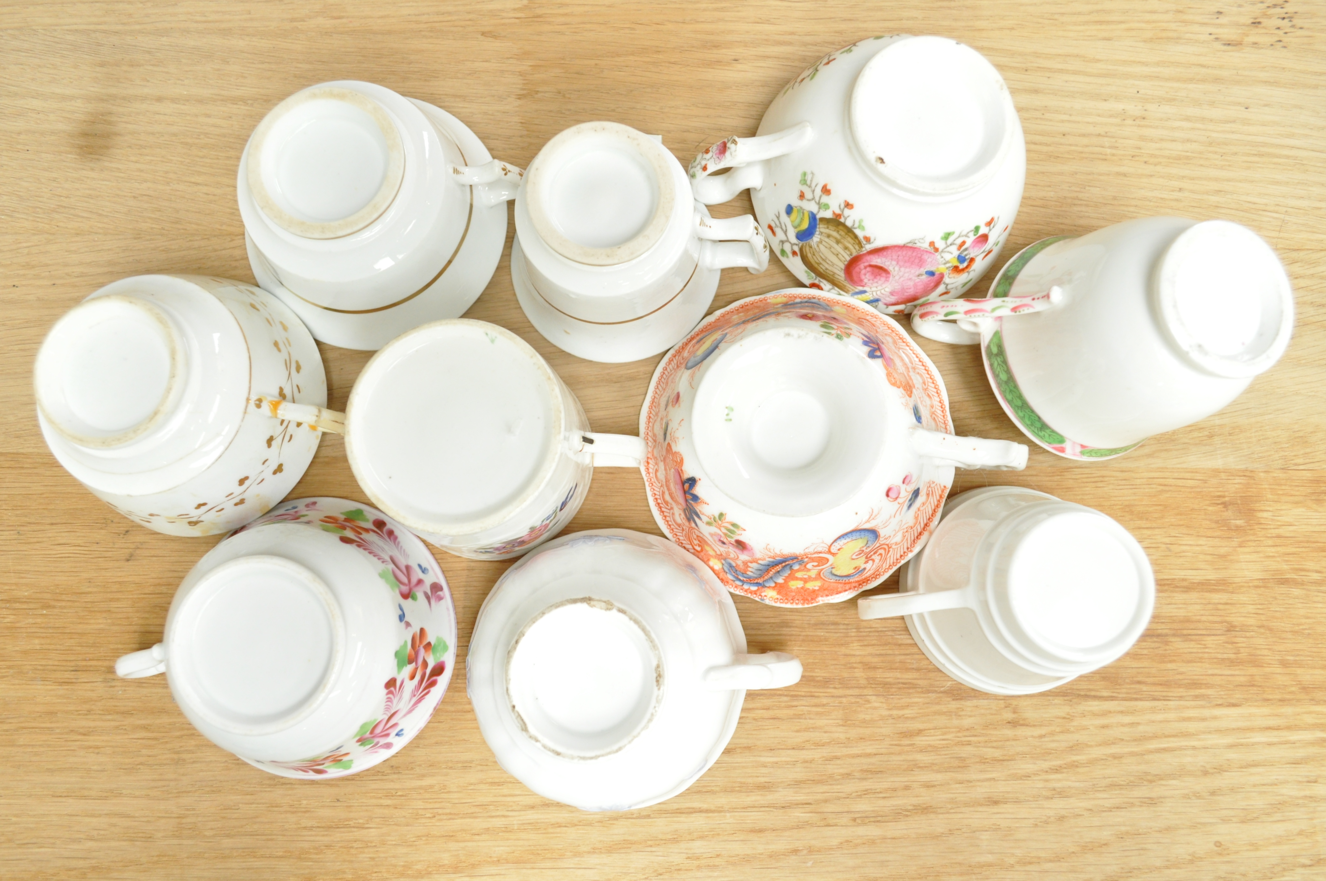 Nine 19th century cups and saucers, - Image 2 of 4