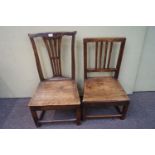 A 19th century elm splat back chair and another