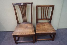 A 19th century elm splat back chair and another