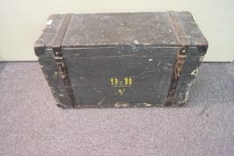 A WWII iron bound wood ammunition box