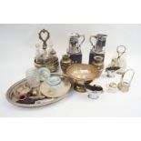 A collection of assorted silver plate and other items,