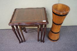 A nest of tables and a coopered stick stand