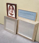 A framed mirror and other items