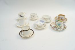 A collection of eight 19th century cup and saucer sets, to include Aynsley, Minton,