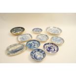 An early 19th century pearlware saucer/dish along with other dishes,