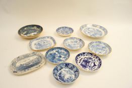 An early 19th century pearlware saucer/dish along with other dishes,