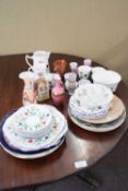 A floral tea set and other ceramics