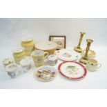 A group of yellow band Green & Co kitchenware and other items