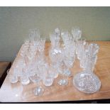 Two decanters and a quantity of glasses