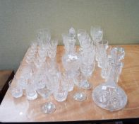 Two decanters and a quantity of glasses
