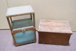 A Lloyd Loom style cabinet and a wood trunk
