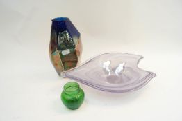 A glass bowl and other items