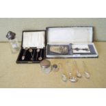 A set of six silver coffee spoons, boxed,