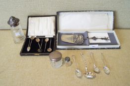 A set of six silver coffee spoons, boxed,
