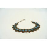 Vinatge silver filigree & blue stone cabochon necklace