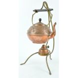 A Carl Deffner Art nouveau copper and brass kettle on stand, stamped Martin,