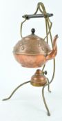 A Carl Deffner Art nouveau copper and brass kettle on stand, stamped Martin,