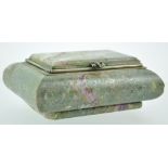 A Derbyshire hardstone box and cover with Blue John veins,
