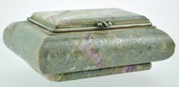 A Derbyshire hardstone box and cover with Blue John veins,