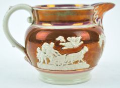 A 19th century Sunderland lustre relief moulded pottery jug,