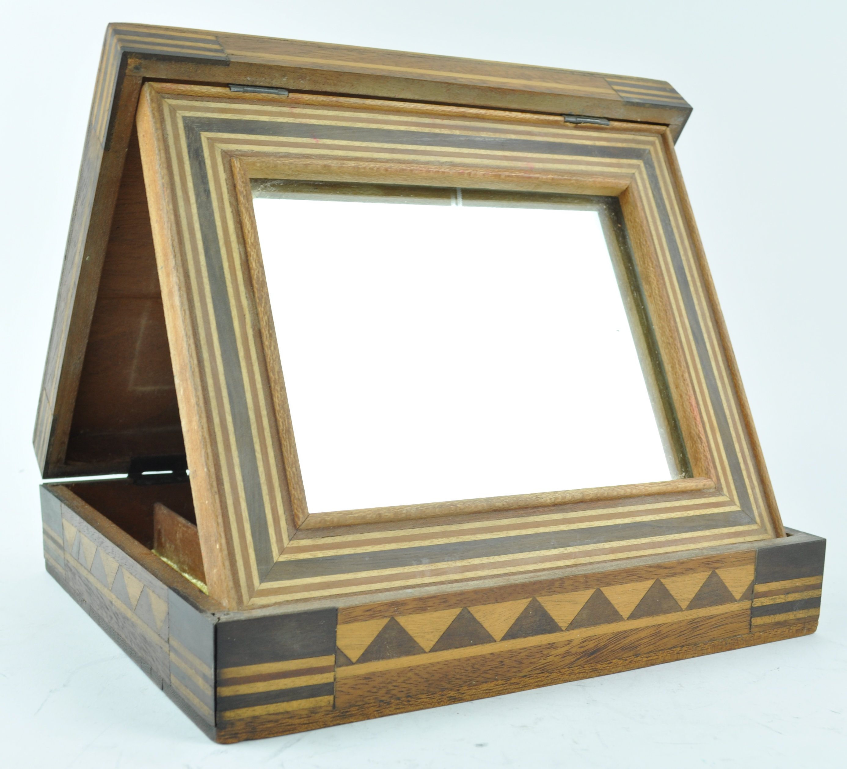 A 20th century marquetry dressing box, fitted with inset mirror, 28.5cm x 23. - Image 5 of 6