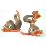 A pair of Herend dolphin menu holders,