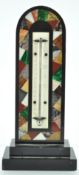 A Victorian Derbyshire Ashford marble thermometer, of arched form, on a double step base,