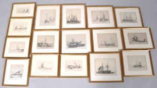 A group of fifteen 19th century and later Maritime prints in gilt frames,