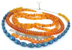 A collection of three beaded necklaces. Gross weight: 118.