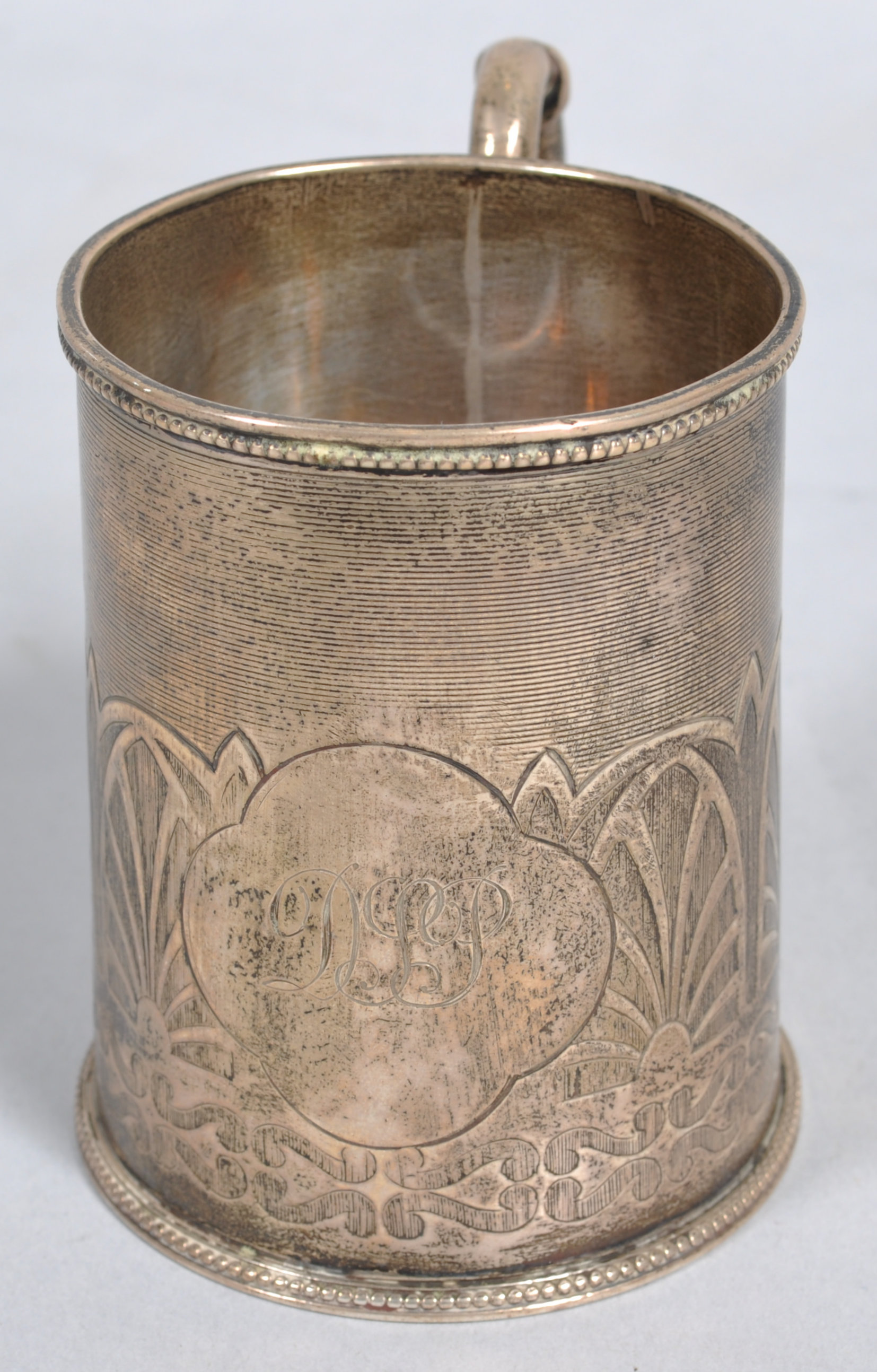 A silver mug of plain cylindrical tapering form, - Image 2 of 3