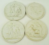 A set of three Royal Copenhagen Parian round wall plaques, factory marks and impressed marks,