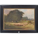 G.F Harris, Sheep in a landscape, oil on canvas ,signed lower right 51cm x 76.