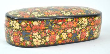 A Kashmir box and cover, decorated all over with flowers on a black ground, 6.