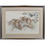 Ralph Thompson, a pair of Siberian Tiger Cubs, pastel, signed lower left,