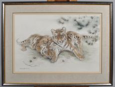 Ralph Thompson, a pair of Siberian Tiger Cubs, pastel, signed lower left,