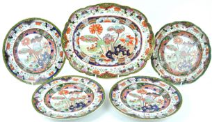 A Masons ironstone platter, decorated in an Imari palette, 33mcm x 27cms,
