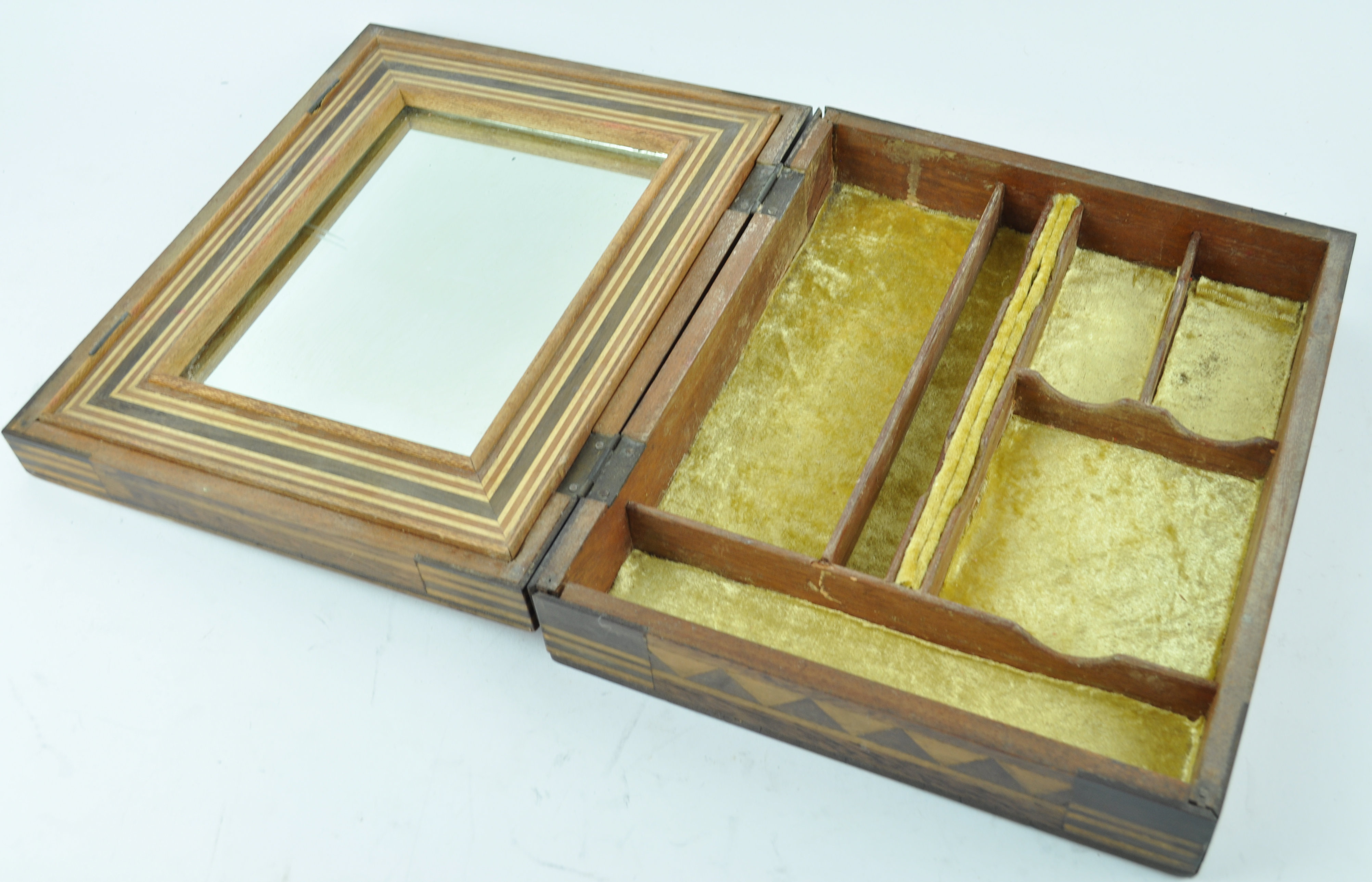 A 20th century marquetry dressing box, fitted with inset mirror, 28.5cm x 23. - Image 6 of 6