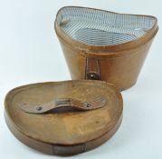 A leather top hat box and cover, lacking leather straps,