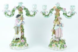 A pair of early 20th century Dresden candelabra,