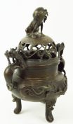 A 19th century Japanese bronze Koro and cover,