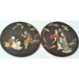 A pair of 20th century Chinese round hanging panels,